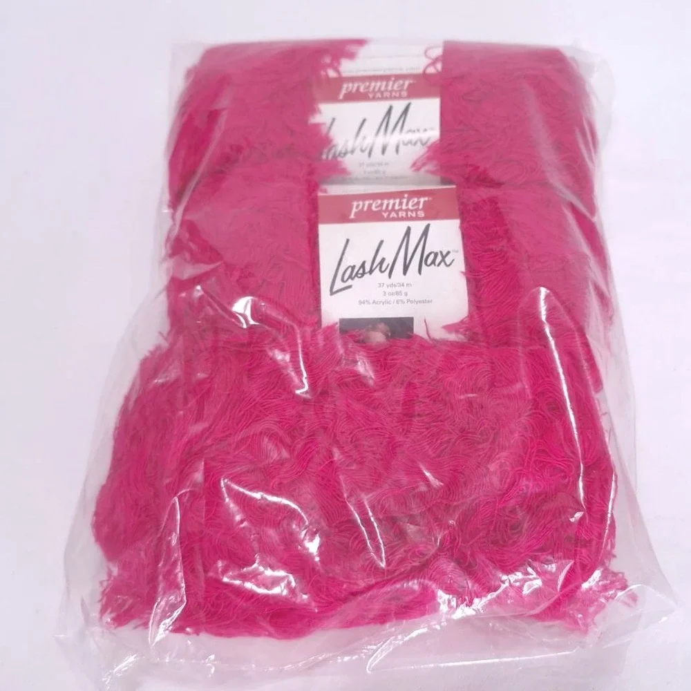 3 Skeins Premier Yarns Lash Max Power Pink 3 oz 37yds #6 Super Bulky‎ Lot- Read
